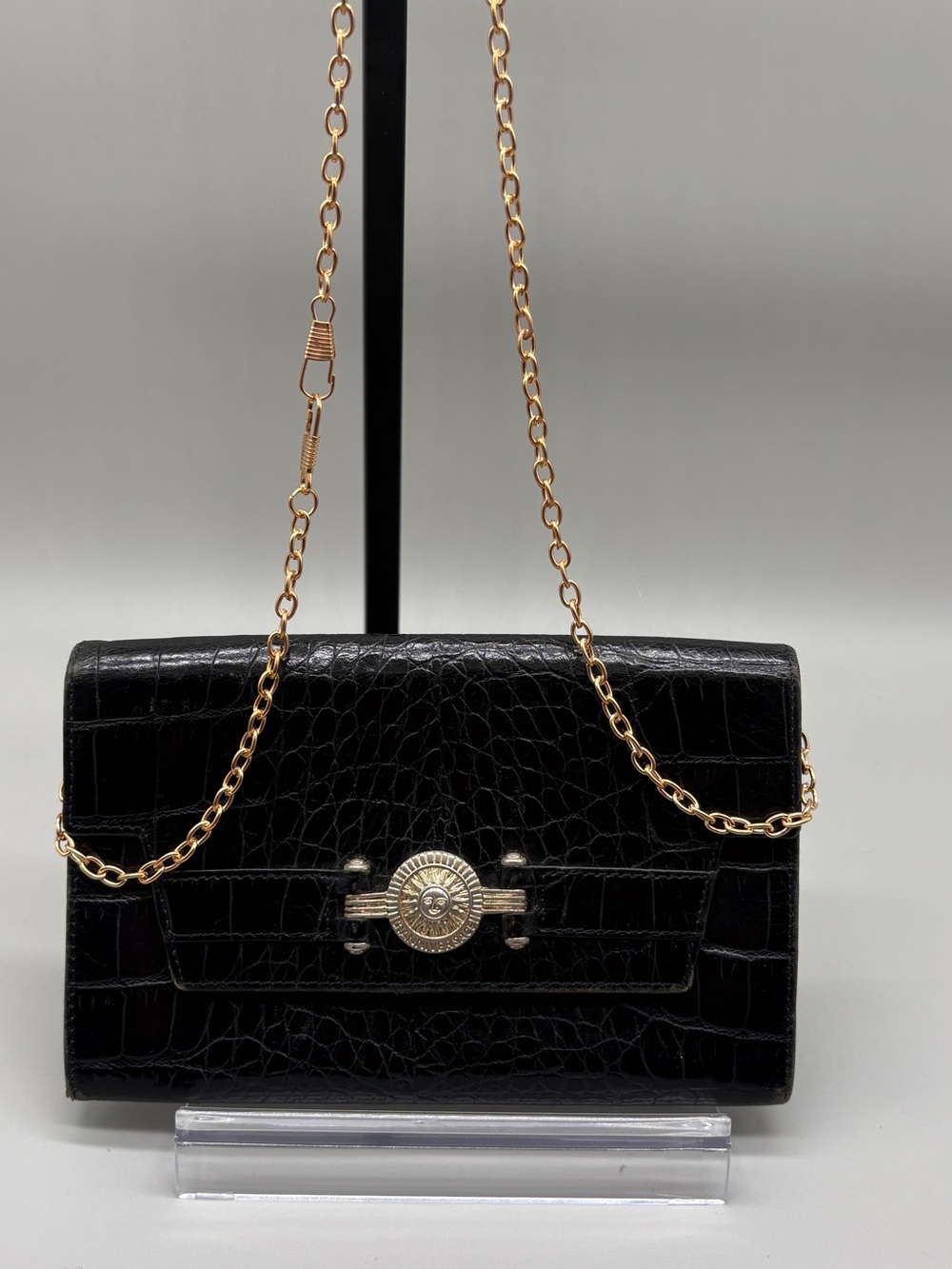 Vintage Gianni Versace Croc Embossed  Wallet w/ unbranded chain